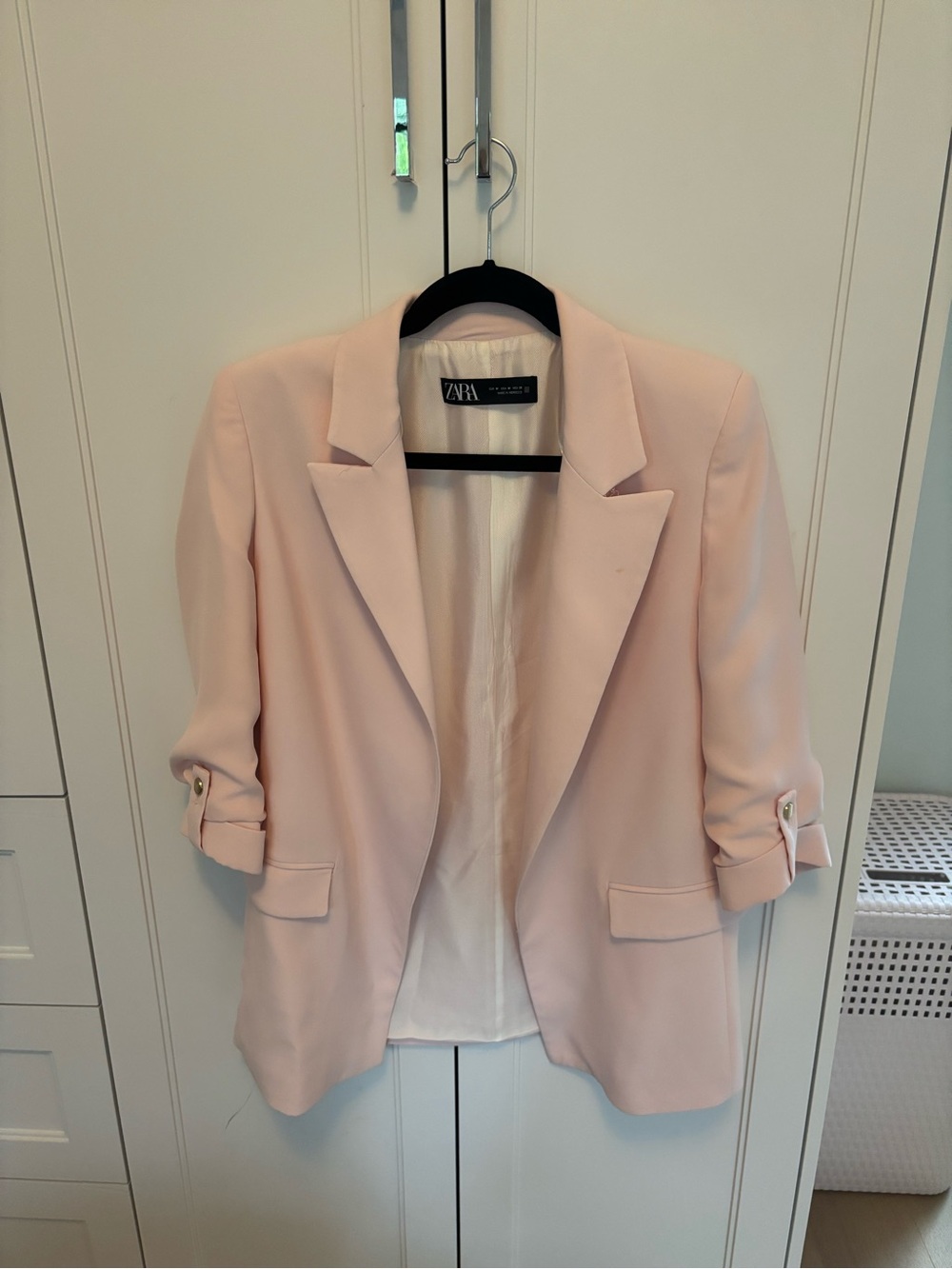 Zara Light Blush Pink Women's Open-Front Blazer